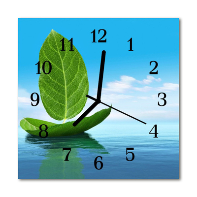 Horloge murale en verre Feuilles