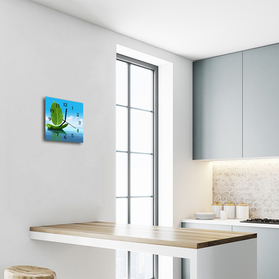 Horloge murale en verre Feuilles