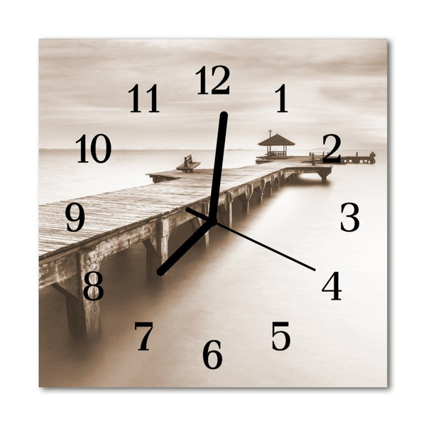 Horloge murale en verre Pont de bois