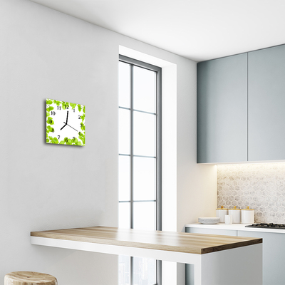 Horloge murale en verre Feuilles