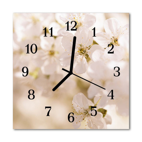 Horloge murale en verre Fleurs