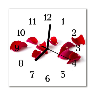Horloge murale en verre Des pétales de rose