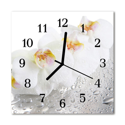 Horloge murale en verre Orchidée