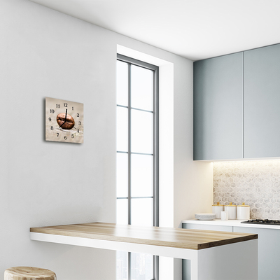 Horloge murale en verre Grain de café