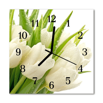 Horloge murale en verre Tulipes