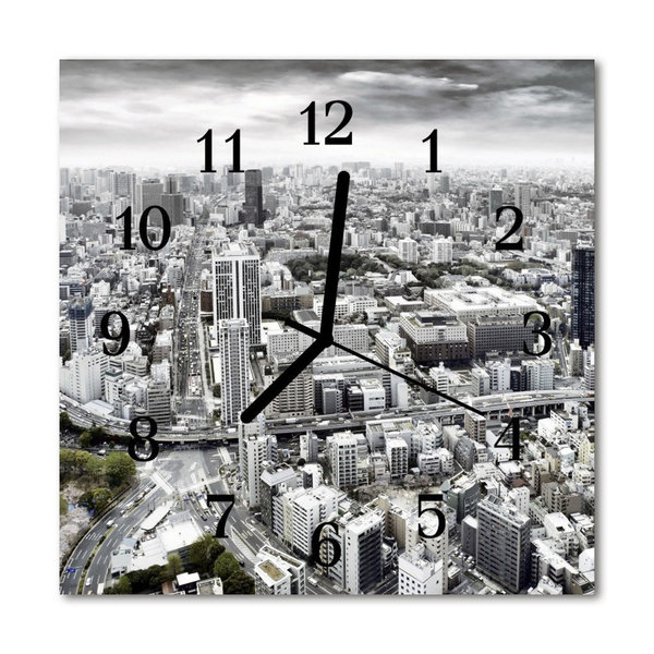 Horloge murale en verre Ville