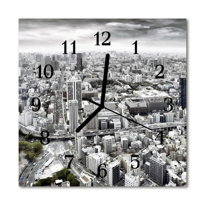 Horloge murale en verre Ville