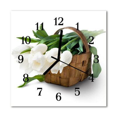 Horloge murale en verre Panier de tulipes