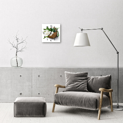 Horloge murale en verre Panier de tulipes