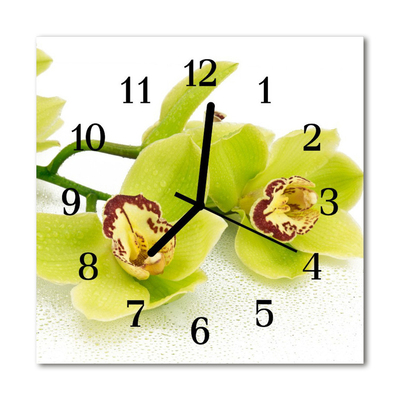 Horloge murale en verre Orchidée