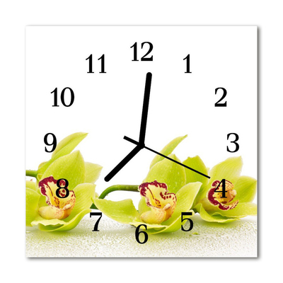 Horloge murale en verre Orchidée