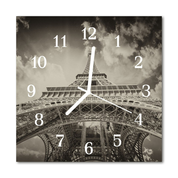 Horloge murale en verre Tour eiffel