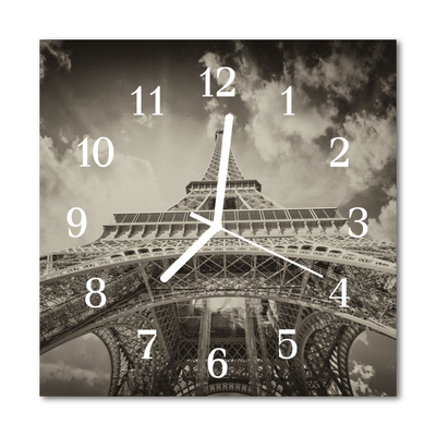Horloge murale en verre Tour eiffel