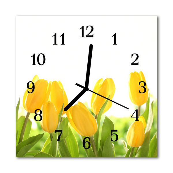 Horloge murale en verre Tulipes