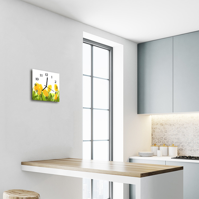 Horloge murale en verre Tulipes