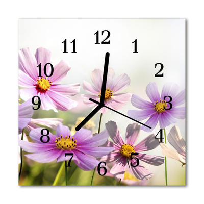 Horloge murale en verre Fleurs