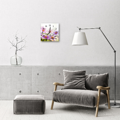 Horloge murale en verre Fleurs