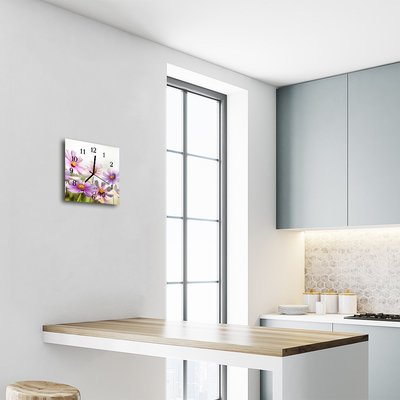 Horloge murale en verre Fleurs