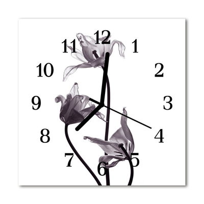 Horloge murale en verre Fleurs