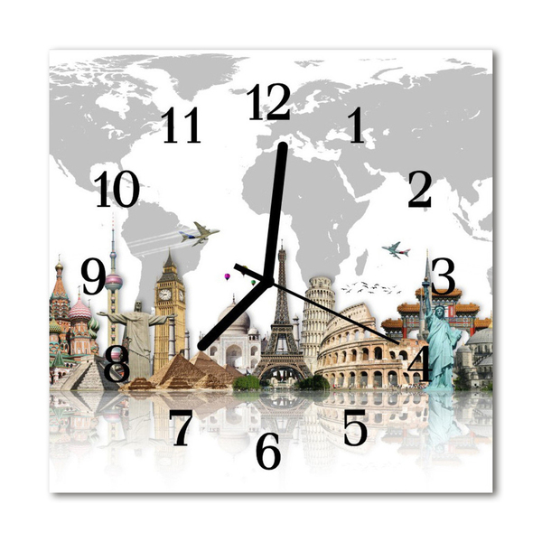 Horloge murale en verre Monde