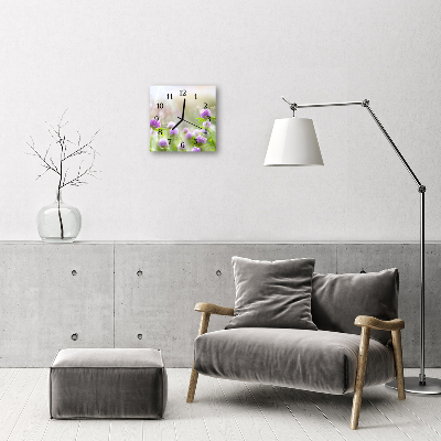 Horloge murale en verre Fleurs