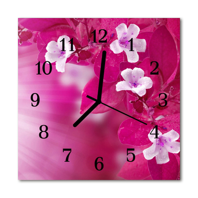 Horloge murale en verre Fleurs