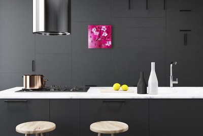 Horloge murale en verre Fleurs