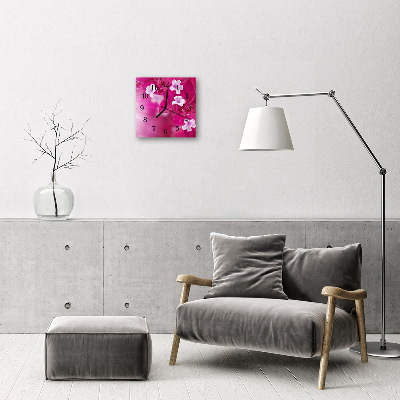 Horloge murale en verre Fleurs
