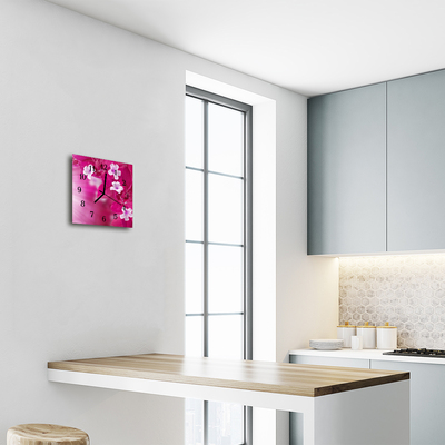 Horloge murale en verre Fleurs