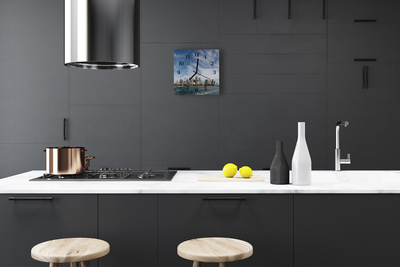 Horloge murale en verre Ville