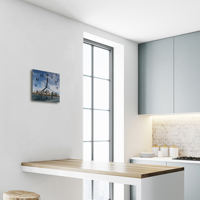 Horloge murale en verre Ville