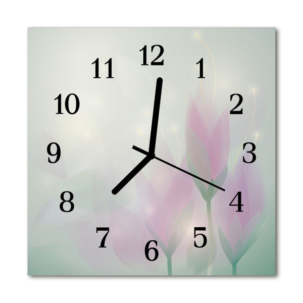 Horloge murale en verre Fleurs