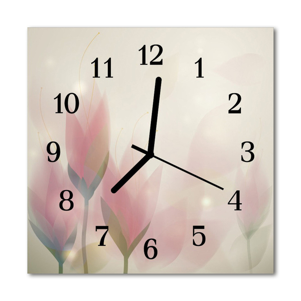 Horloge murale en verre Fleurs