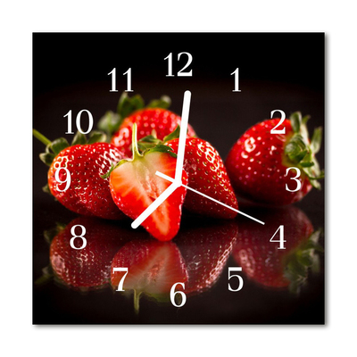 Horloge murale en verre Fraises