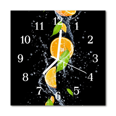 Horloge murale en verre Oranges
