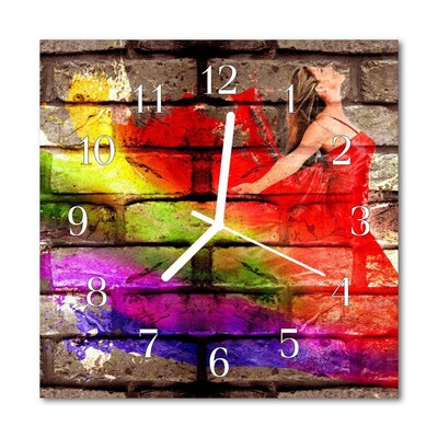 Horloge murale en verre Brique