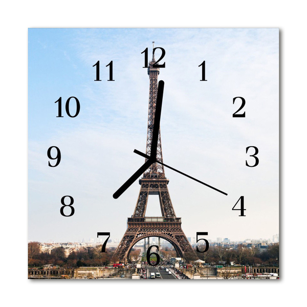 Horloge murale en verre Tour eiffel