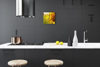Horloge murale en verre Tournesol