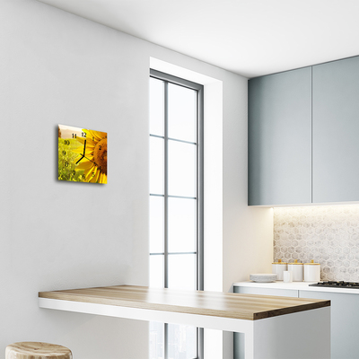 Horloge murale en verre Tournesol