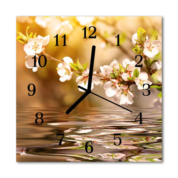 Horloge murale en verre Fleurs