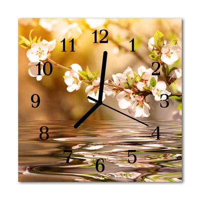 Horloge murale en verre Fleurs