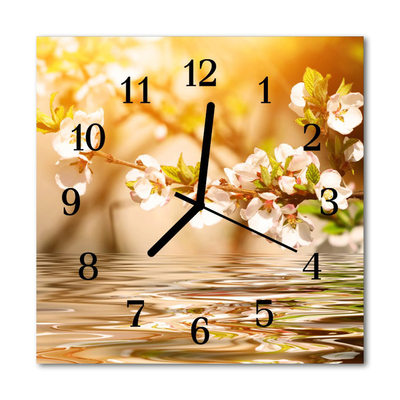 Horloge murale en verre Fleurs