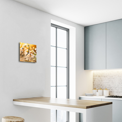 Horloge murale en verre Fleurs