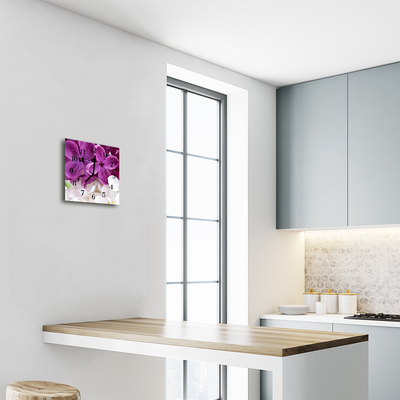 Horloge murale en verre Fleurs