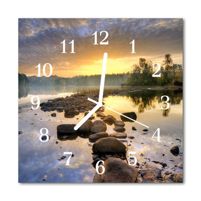 Horloge murale en verre Lac nature