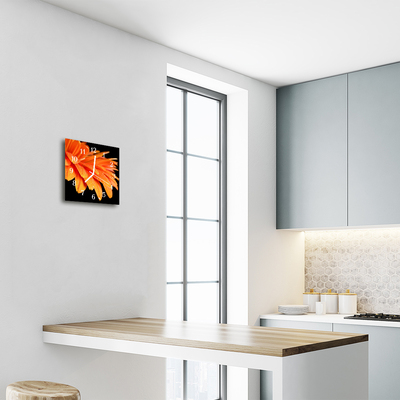 Horloge murale en verre Gerbera