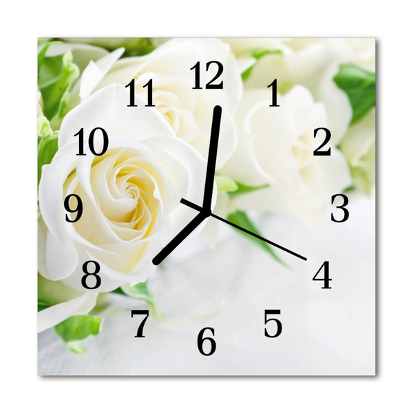 Horloge murale en verre Roses