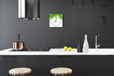 Horloge murale en verre Feuilles