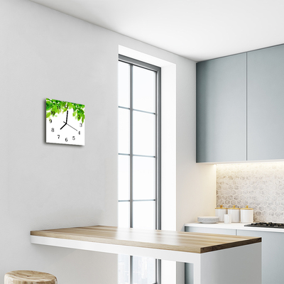 Horloge murale en verre Feuilles