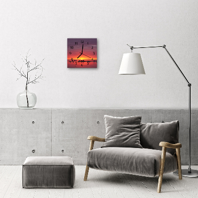 Horloge murale en verre Coucher du soleil